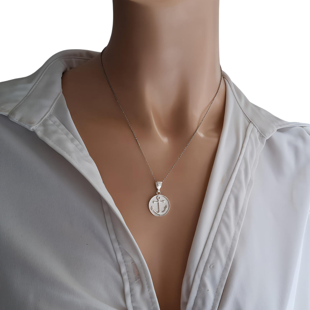 Anchor Medallion Necklace | Symbol of Hope & Stability, styled view