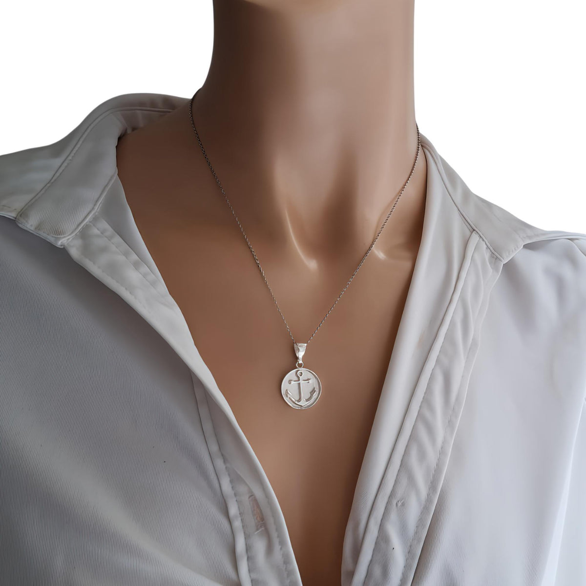 Anchor Medallion Necklace | Symbol of Hope & Stability, styled view