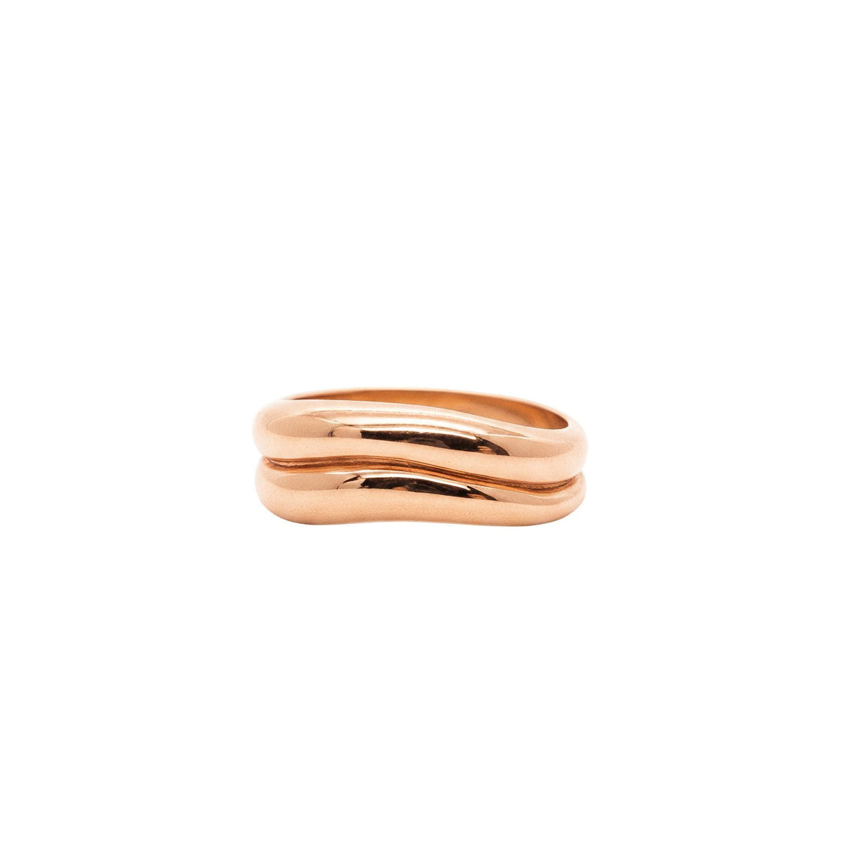Fluid Double Band Ring | Curvy Wave Sterling Silver Statement Band | Organic Eternity Ring, alternate angle