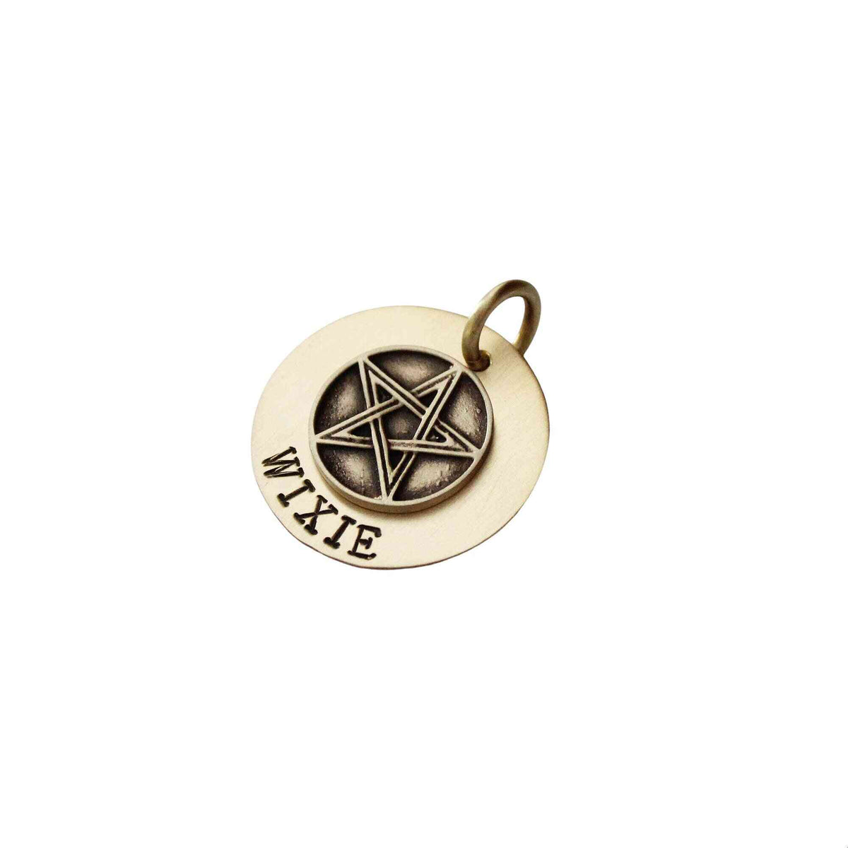 The Amulet Sigil | Artisan Pentagram Pet ID & Custom Engraved Dog Tag, styled view