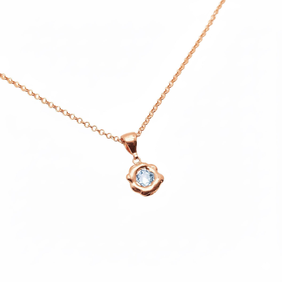 Celestial Pendant | Light Blue CZ Talisman, in Rose Gold Plated finish