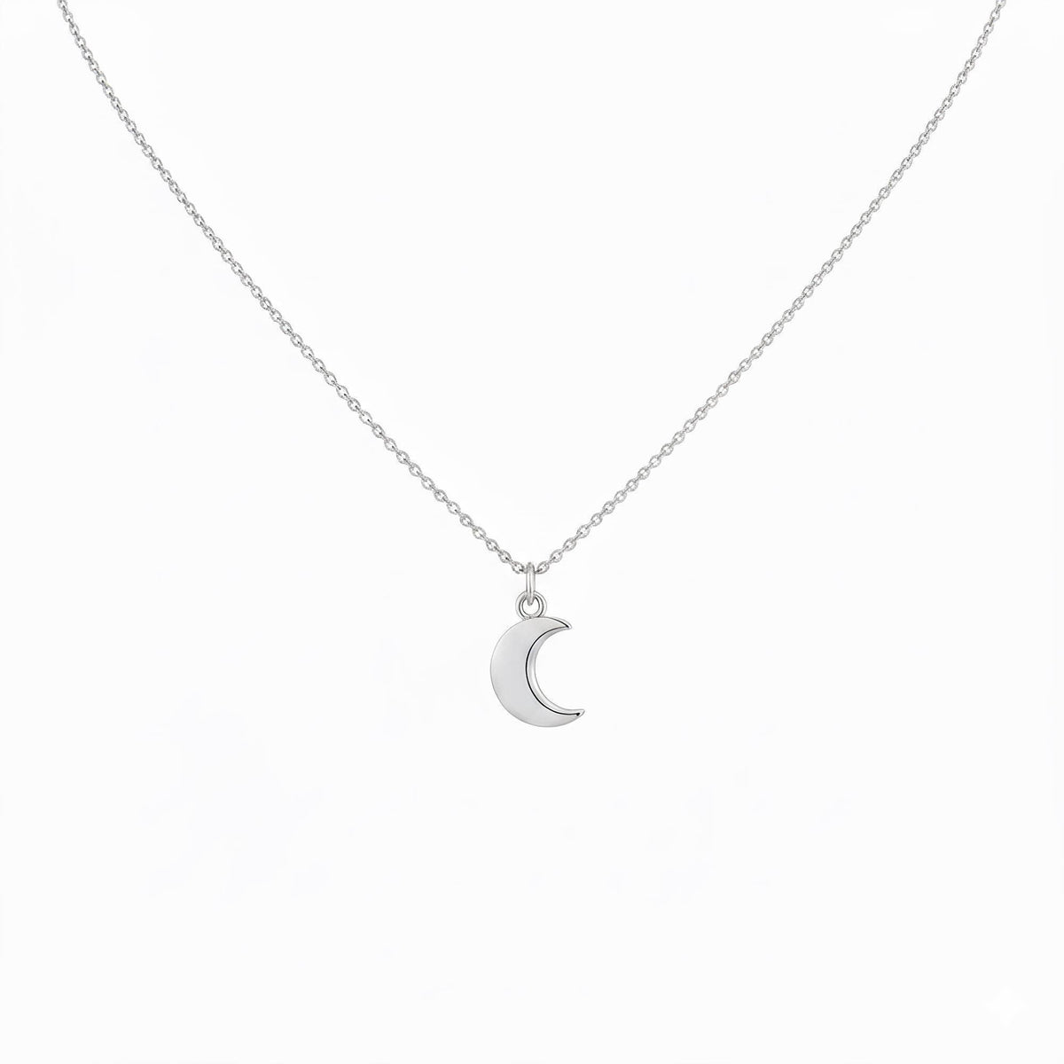 Crescent Moon Necklace | Dainty Solid Gold Celestial Charm | New Beginnings Pendant, styled view