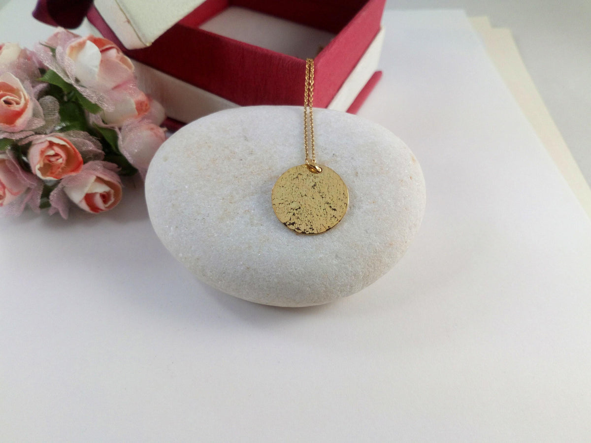 Hammered Disc Necklace | Minimalist Everyday Talisman, styled view