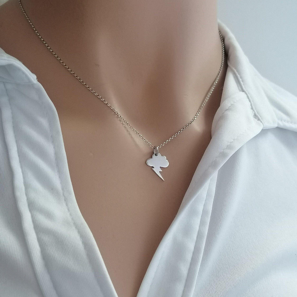 Thunderstorm Charm Necklace | Lightning Bolt Resilience Talisman, alternate angle