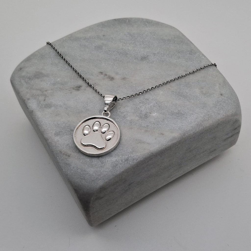 Paw Print Pendant | Pet Memorial Charm, close-up detail