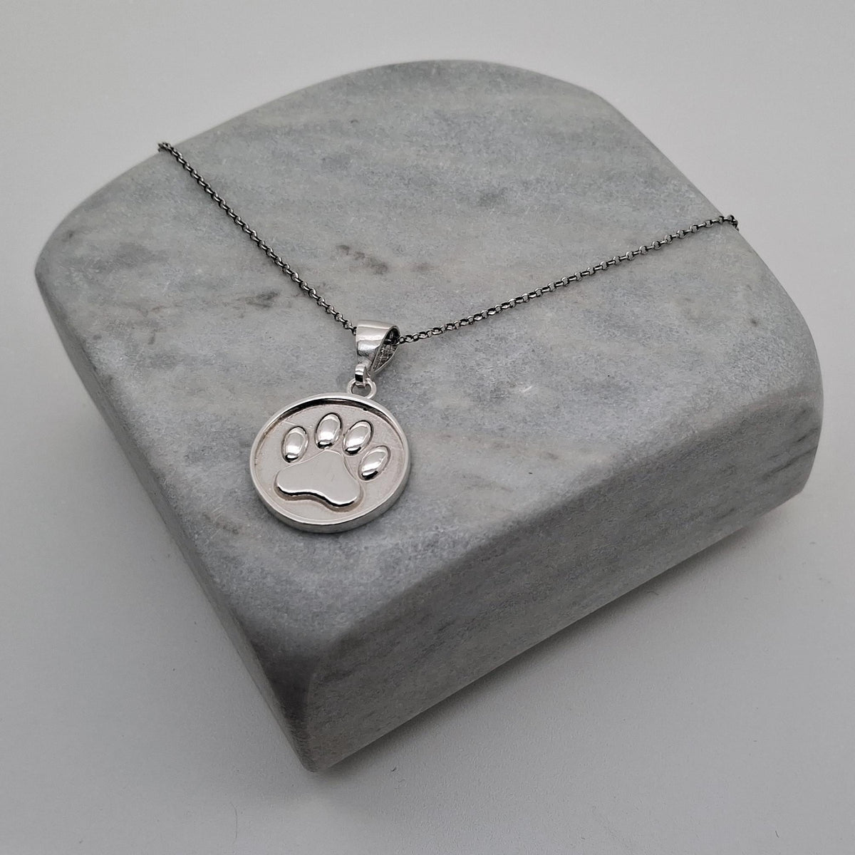 Paw Print Pendant | Pet Memorial Charm, close-up detail