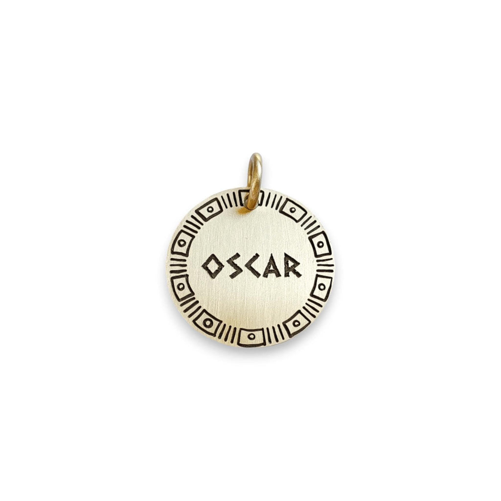 The Ancestral Token | Artisan Archaic Lines Pet ID & Custom Engraved Dog Tag, front view