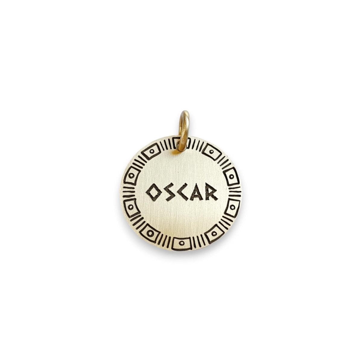 The Ancestral Token | Artisan Archaic Lines Pet ID & Custom Engraved Dog Tag, front view