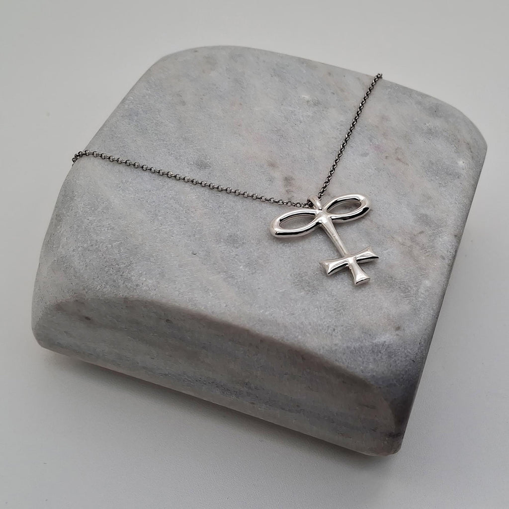 Alchemical Glass Symbol Necklace | Vitrum Pendant, front view