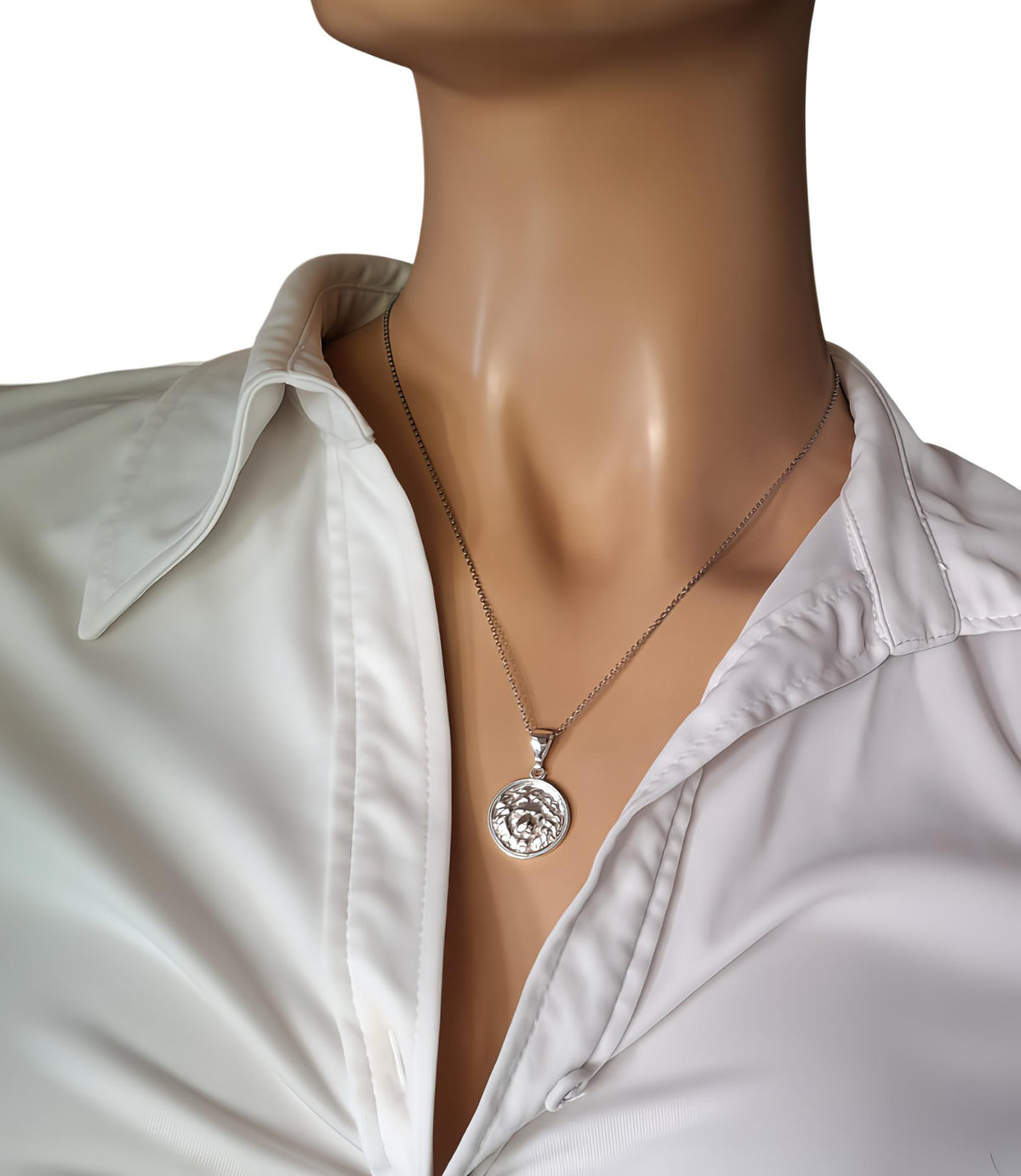 Lion Head Medallion | Leo Strength & Courage Talisman, styled view