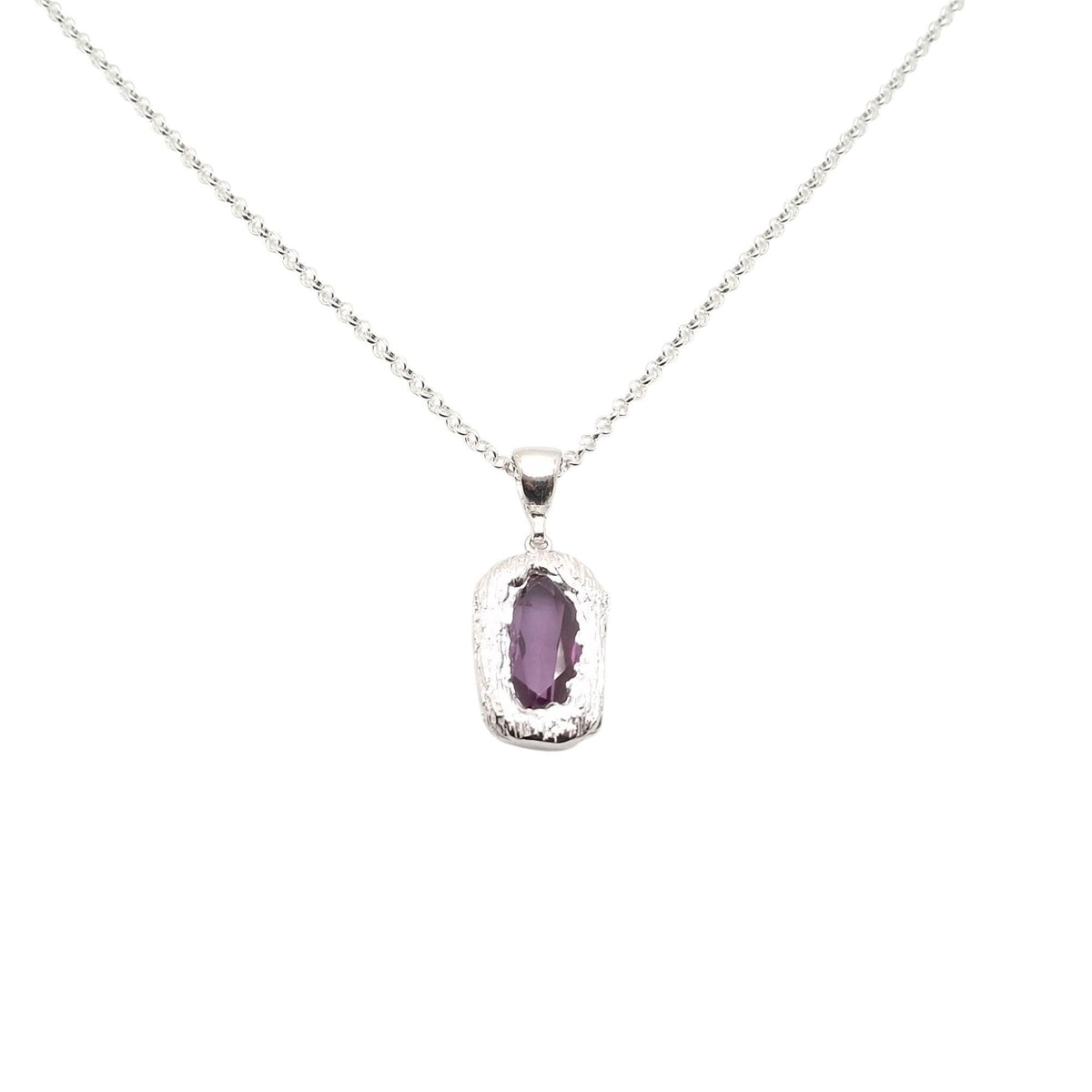 Vintage Purple CZ Pendant | Statement Medallion, front view