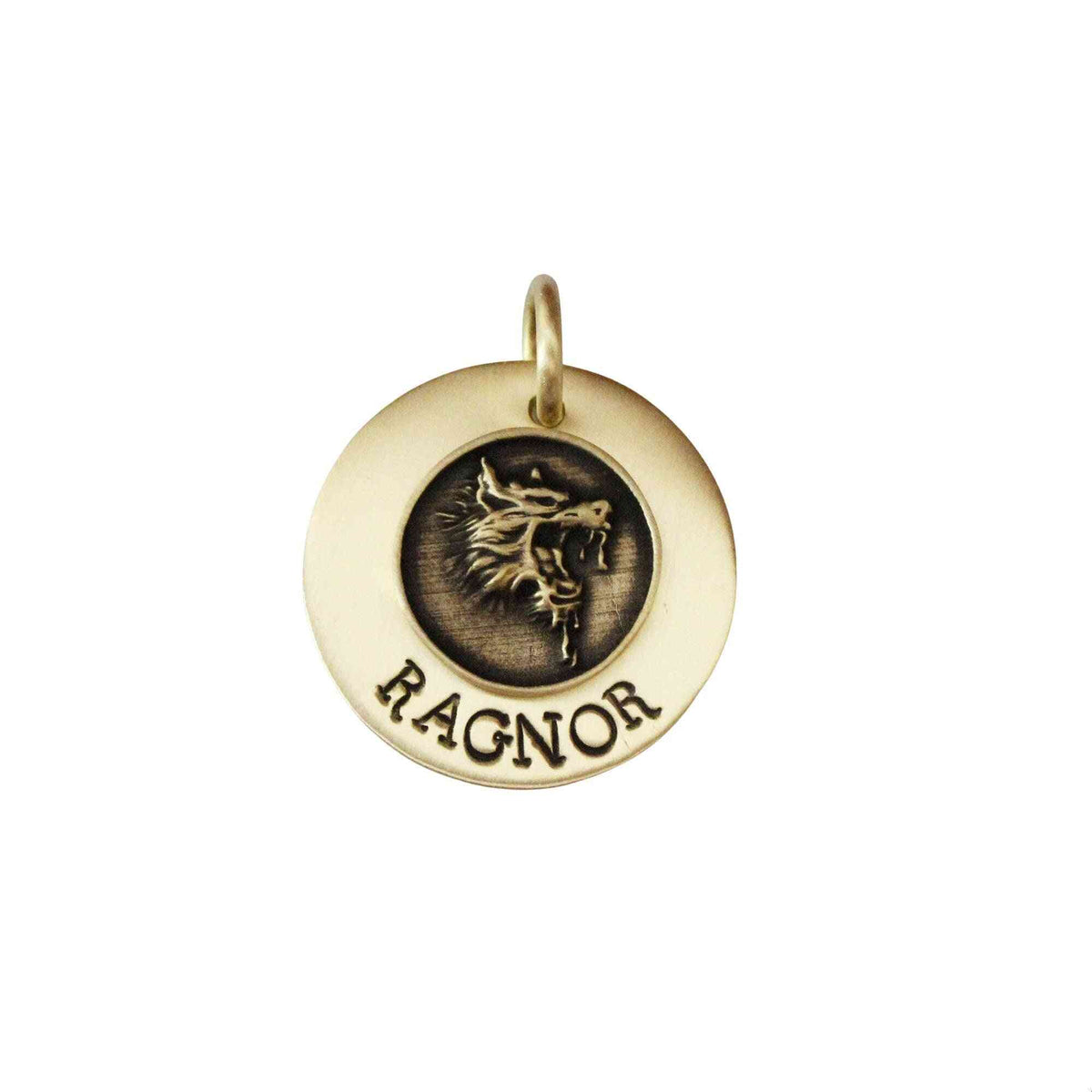 The Fierce Wolf Sigil | Artisan Mixed Metal Pet ID & Custom Engraved Dog Tag, front view