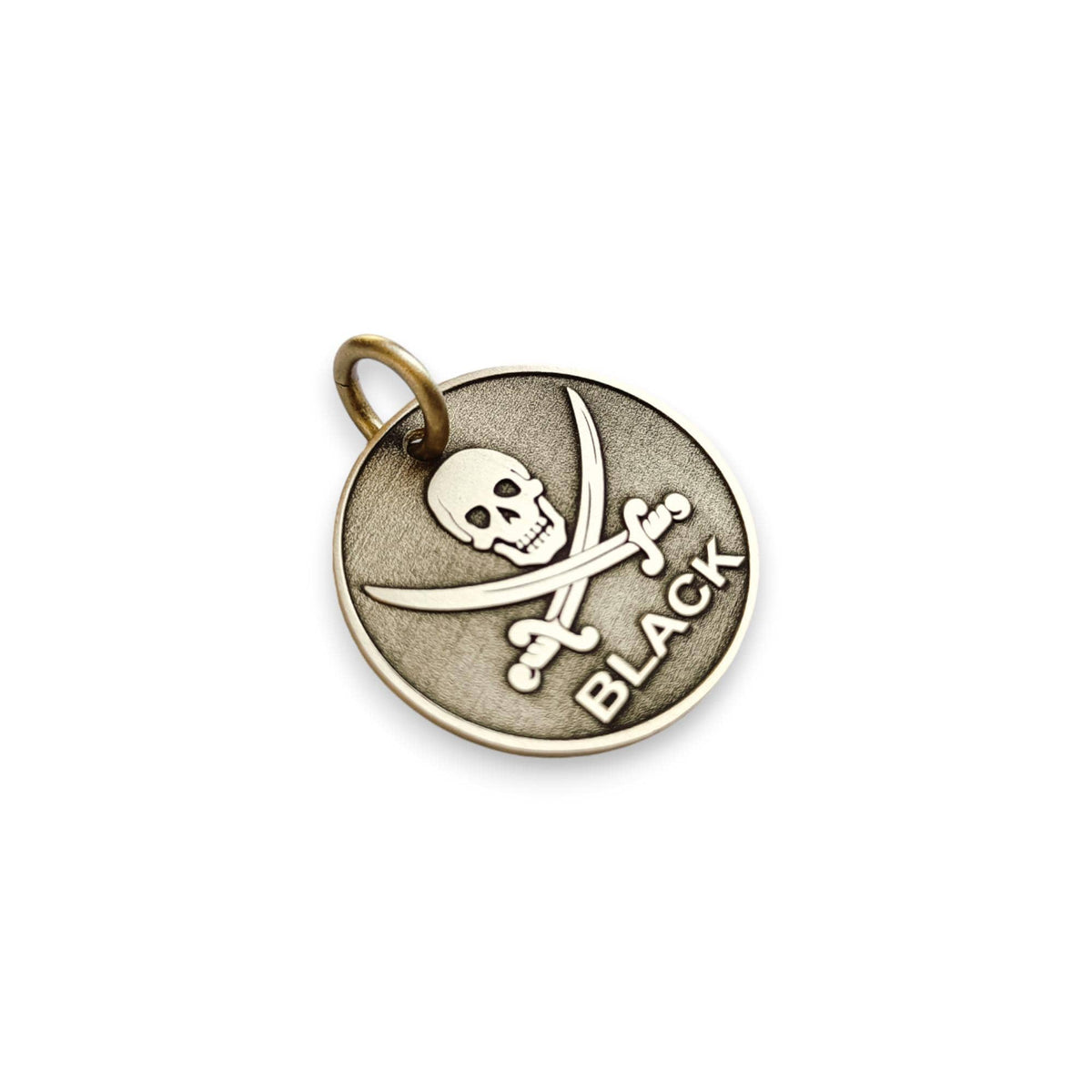 The Inscribed Corsair Token | Artisan Pirate Pet ID & Custom Engraved Skull Dog Tag, alternate angle