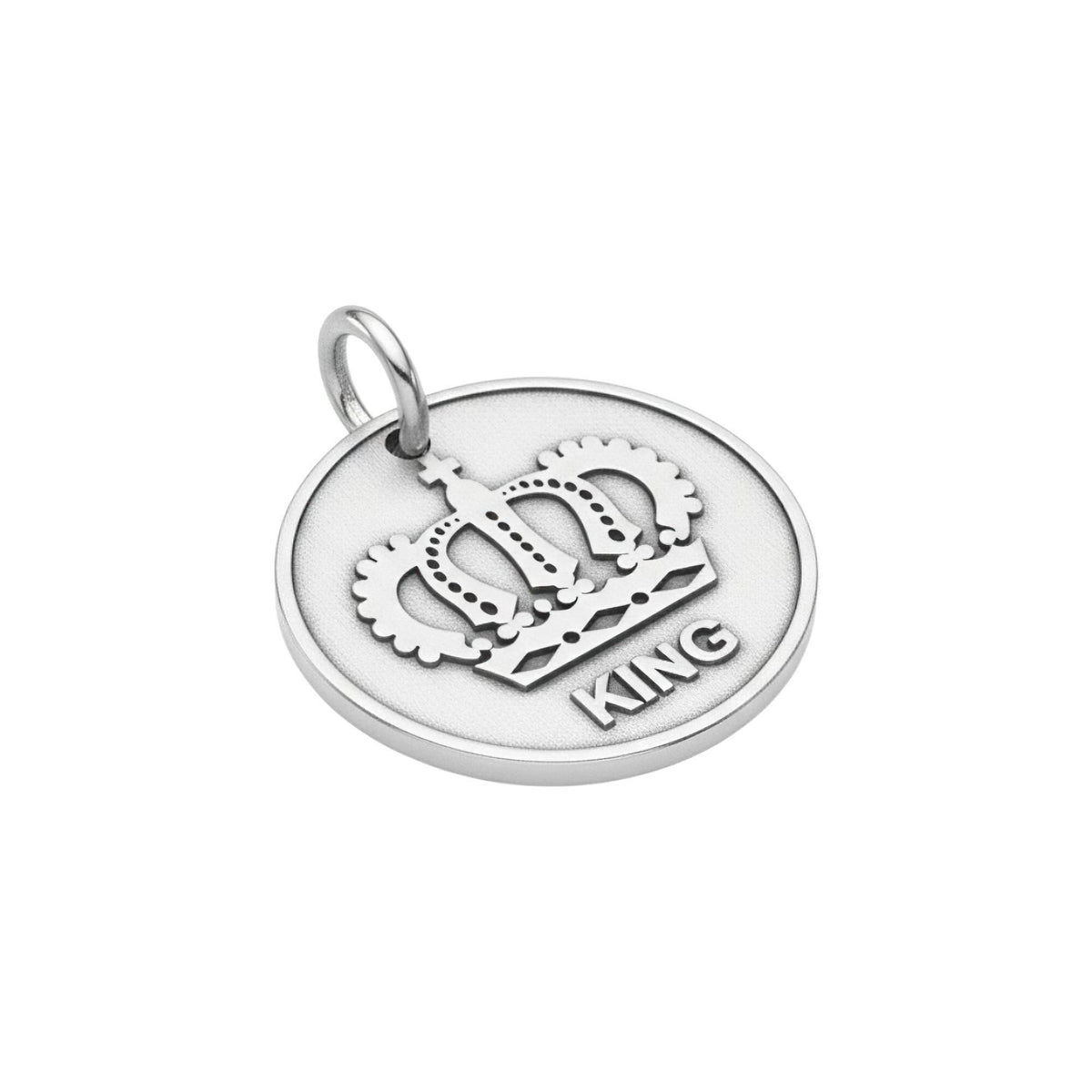 Crown Pet Tag | Custom Engraved Sterling Silver King Pet ID | Royal Dog Collar Charm, alternate angle