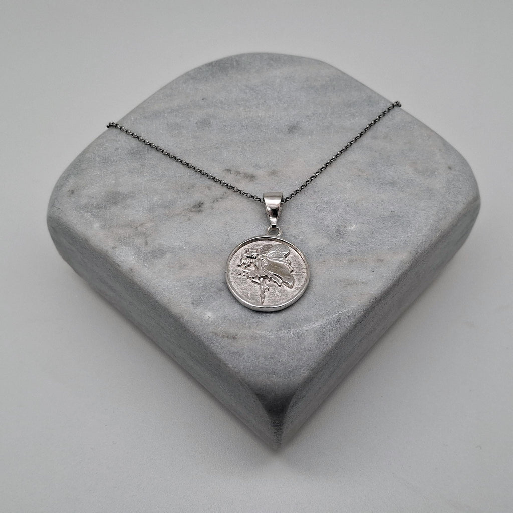 Fairy Medallion Necklace | Whimsical Enchantment Talisman, close-up detail