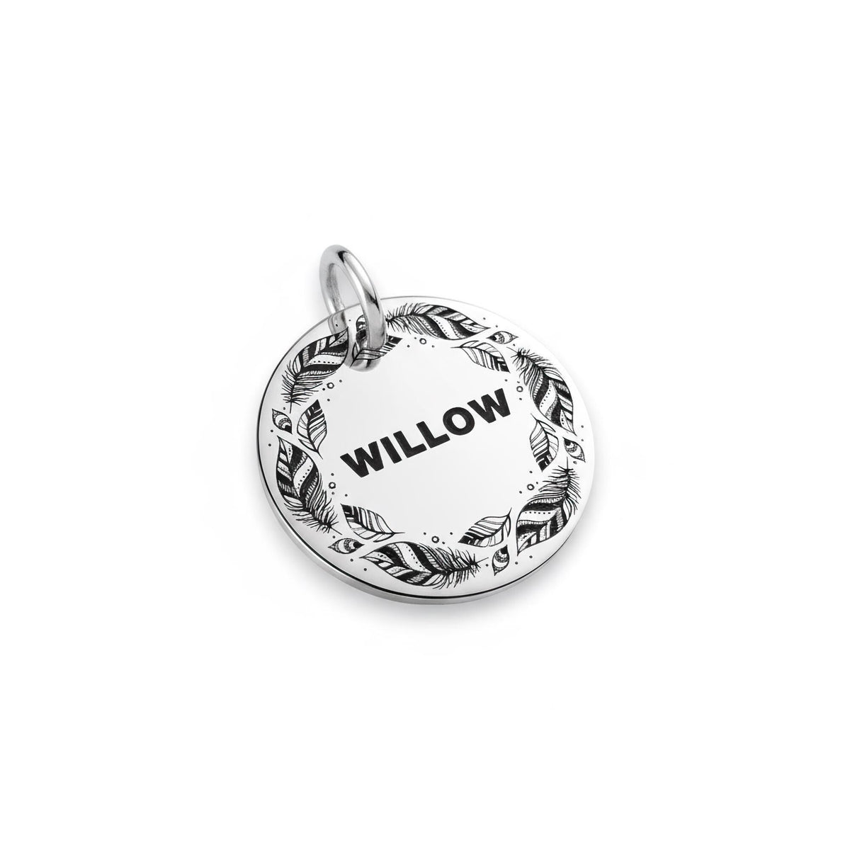 Boho Feather Dog Tag | Personalized Pet ID, styled view