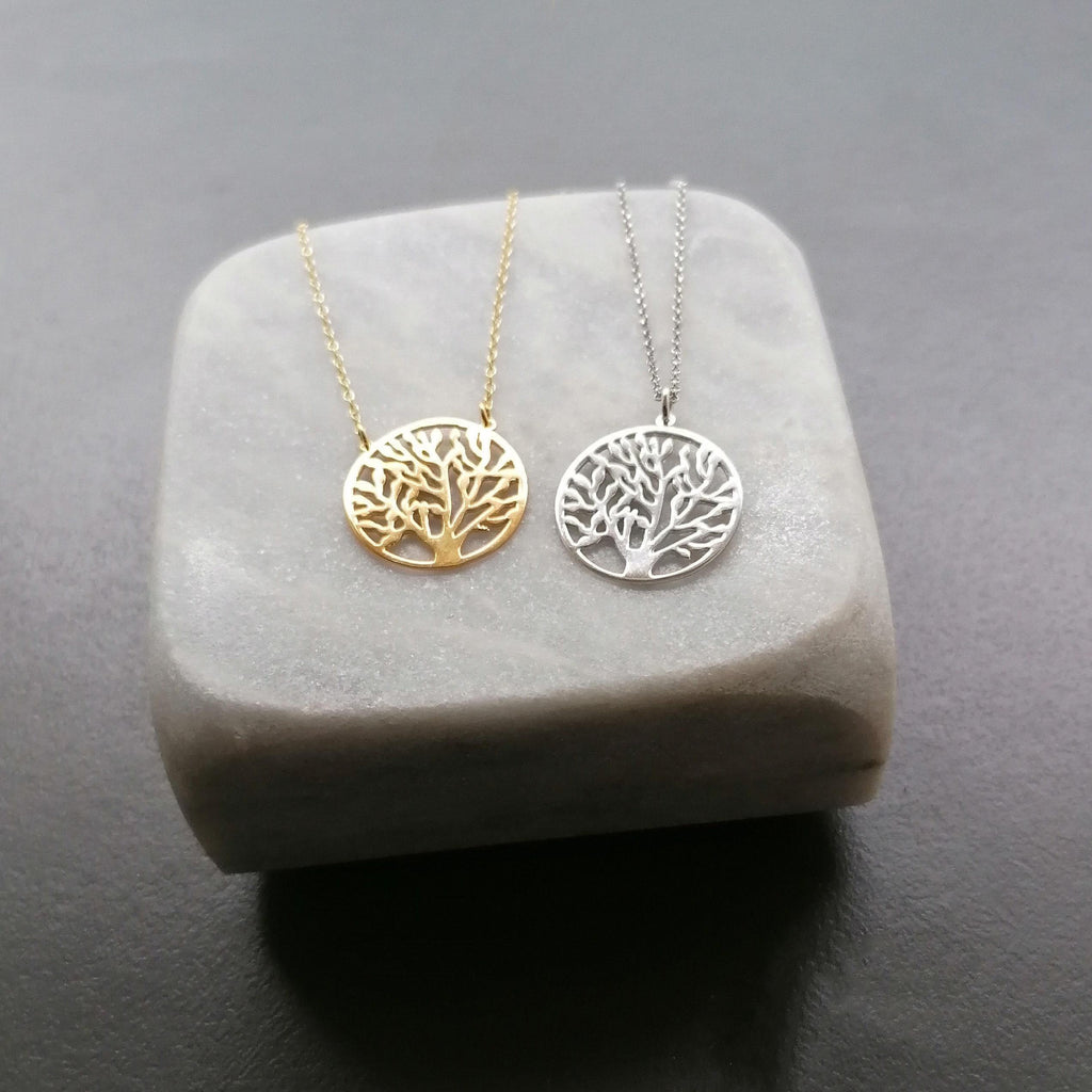 Tree of Life Pendant Necklace - Silver Celtic Family Symbol, alternate angle