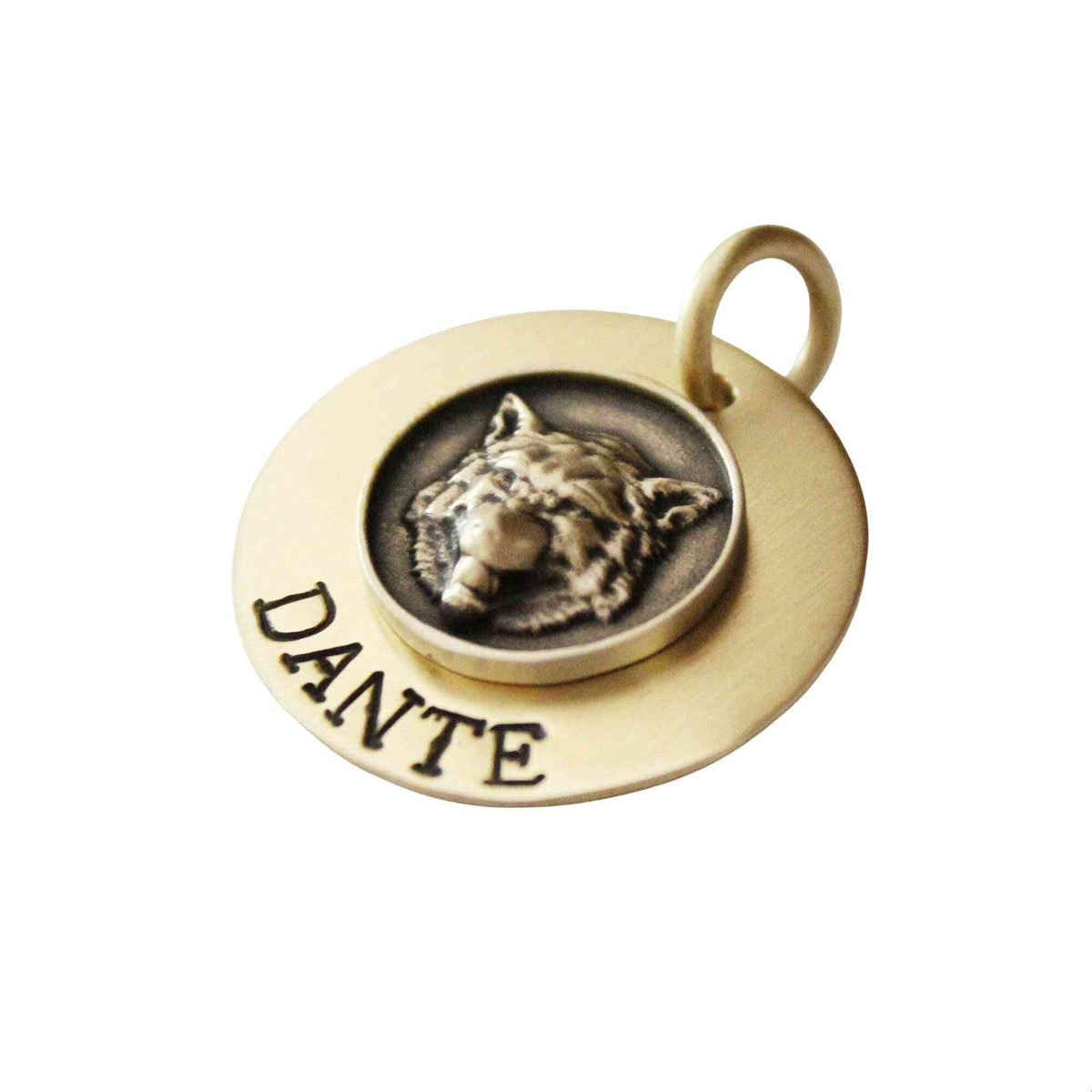 The Ferocious Sigil | Artisan Fierce Wolf Pet ID & Custom Engraved Dog Tag, close-up detail