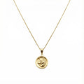 Nordic Wolf Charm Necklace | Sterling Silver Spirit Animal Medallion | Custom Engraved Wolf Pendant, in Yellow Gold Plated finish