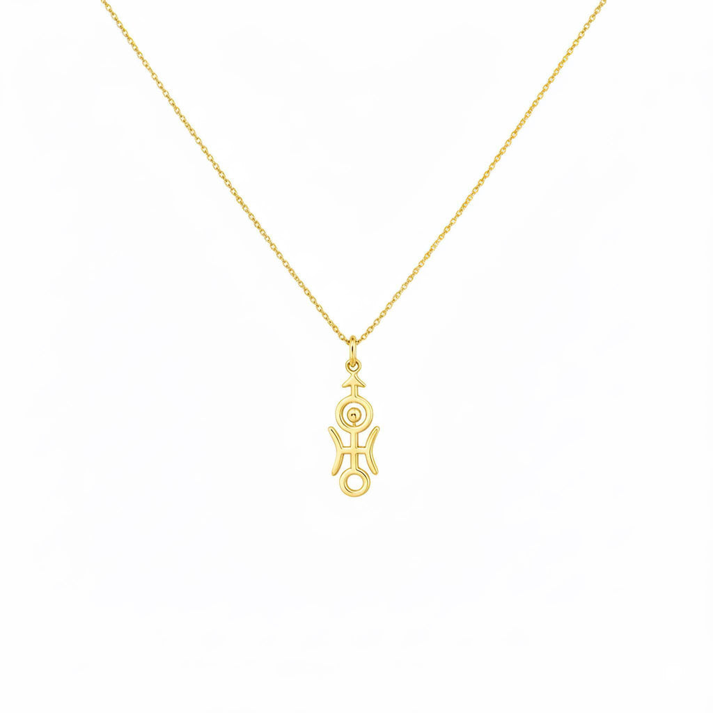 Uranus Necklace | Aquarius Zodiac Talisman, in Yellow Gold Plated finish