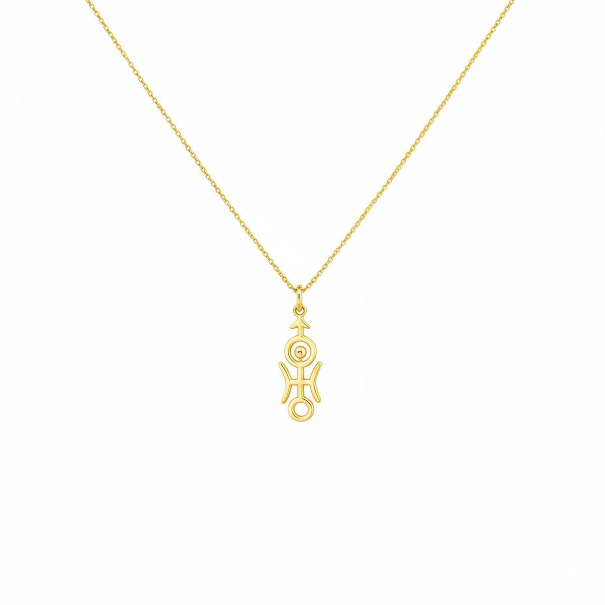 Uranus Necklace | Aquarius Zodiac Talisman, in Yellow Gold Plated finish
