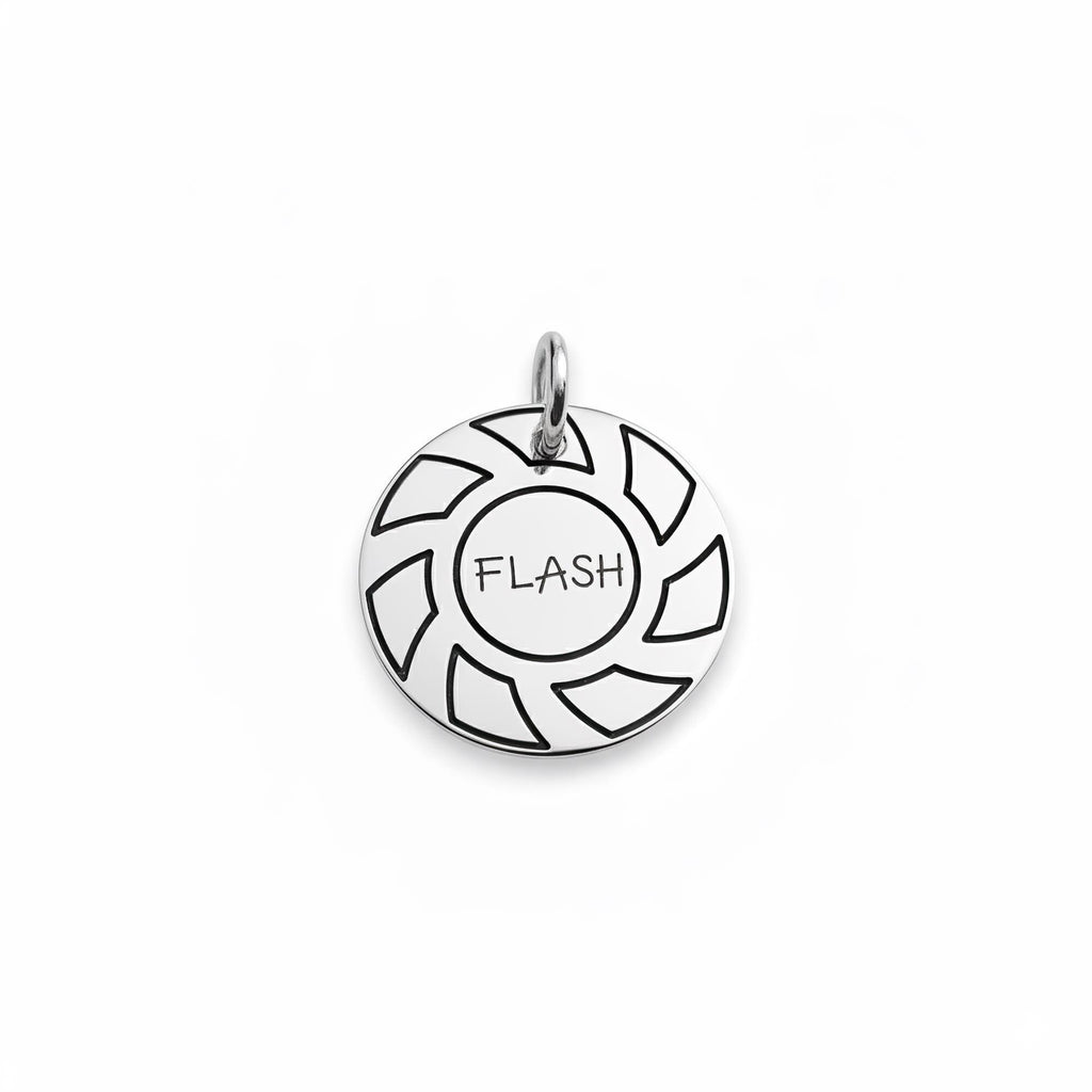 Motion Dog Tag | Custom Engraved Pet ID Collar Charm, close-up detail