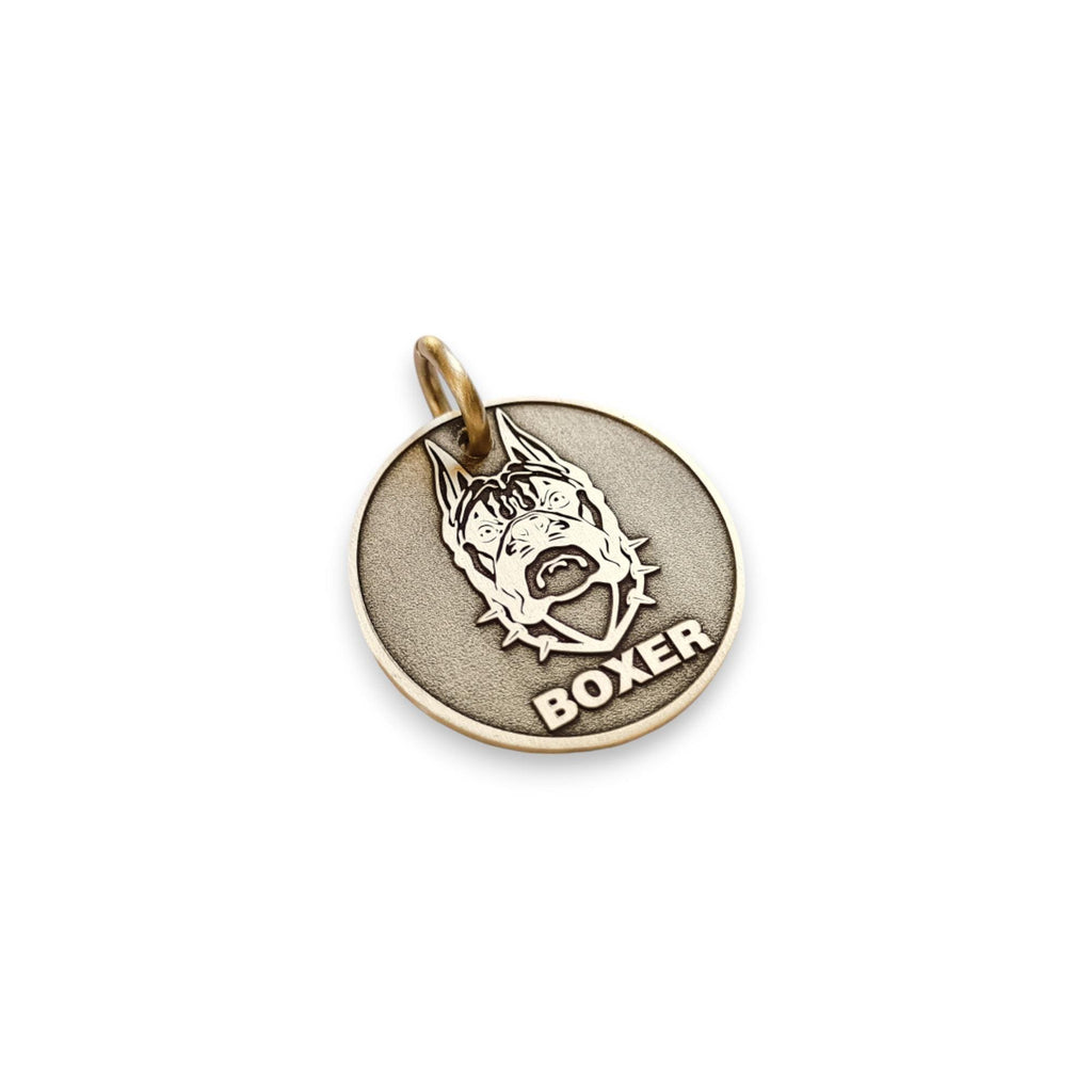 The Spirited Boxer Token | Artisan Breed Pet ID & Custom Engraved Dog Tag, front view