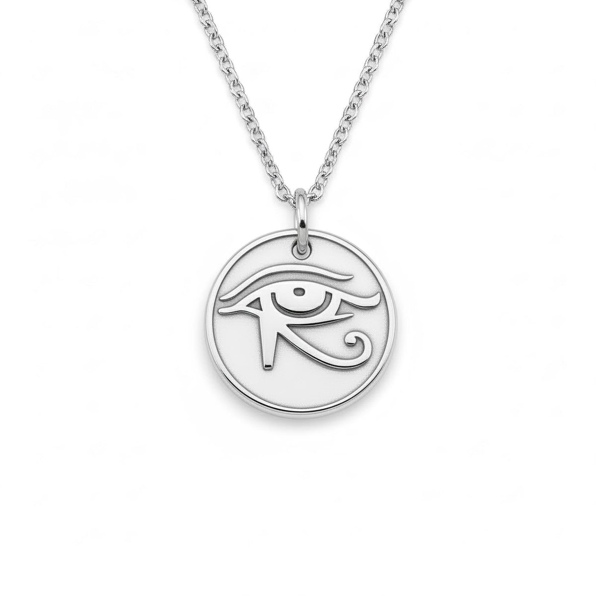 Eye of Ra Necklace | Egyptian Protection Symbol Pendant, in White Gold Plated finish