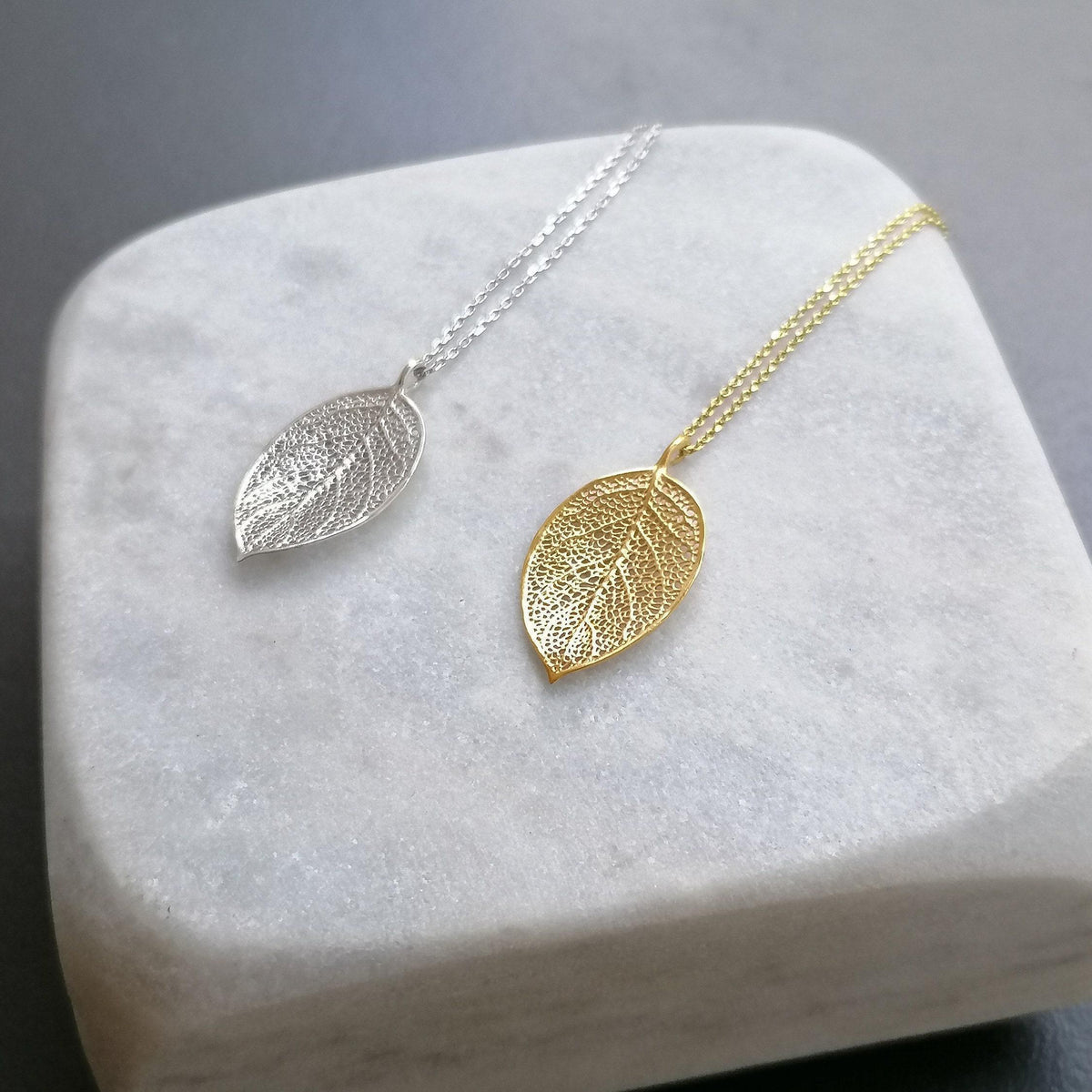 Pressed Leaf Charm Necklace | Botanical Renewal Talisman, close-up detail