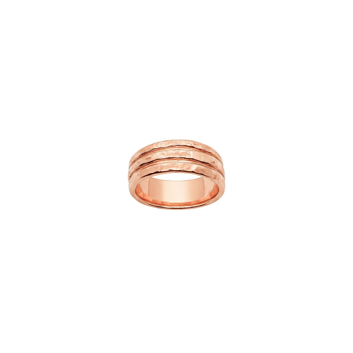 Hammered Unity Ring | Three Band Intertwined Sterling Silver Ring | Resilience & Harmony Talisman, in Rose Gold Plated finish