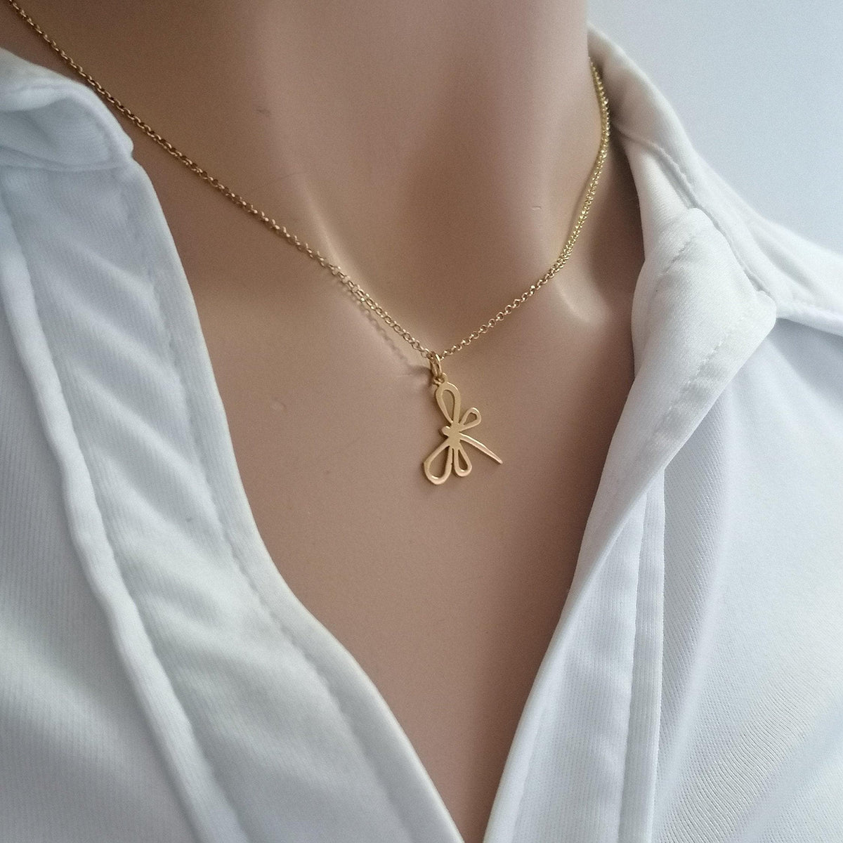 Dragonfly Charm Necklace | Symbol of Transformation, front view