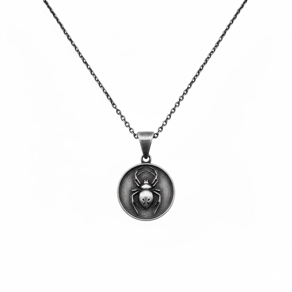 Spider Medallion Necklace | Weaver Spirit Talisman, in Oxidized Silver 925 finish