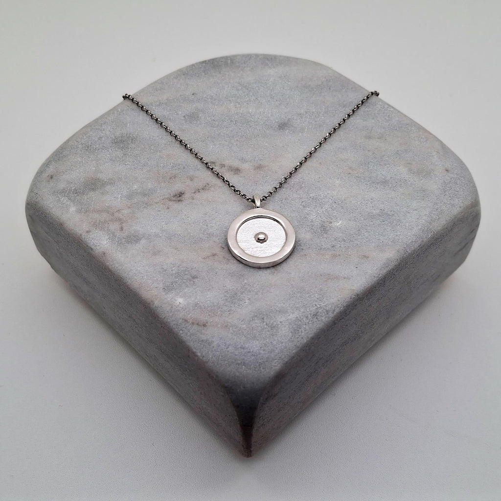 Circumpunct Sun Necklace | Small Monad Sacred Geometry Pendant Sterling Silver | Divine Spark Talisman, alternate angle