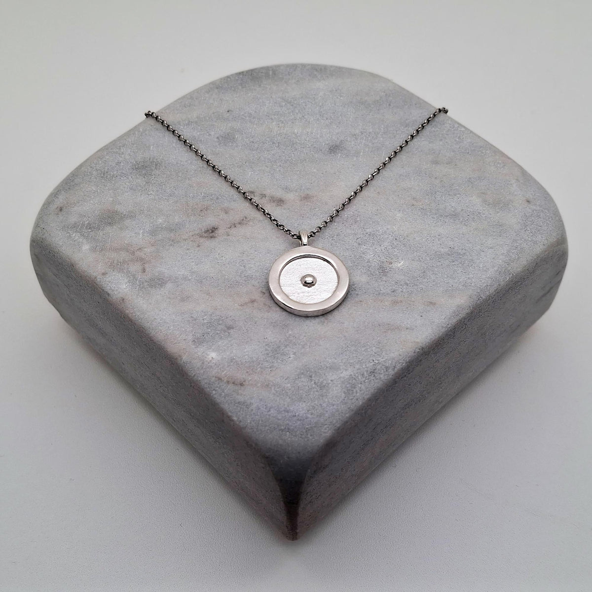Circumpunct Sun Necklace | Small Monad Sacred Geometry Pendant Sterling Silver | Divine Spark Talisman, alternate angle