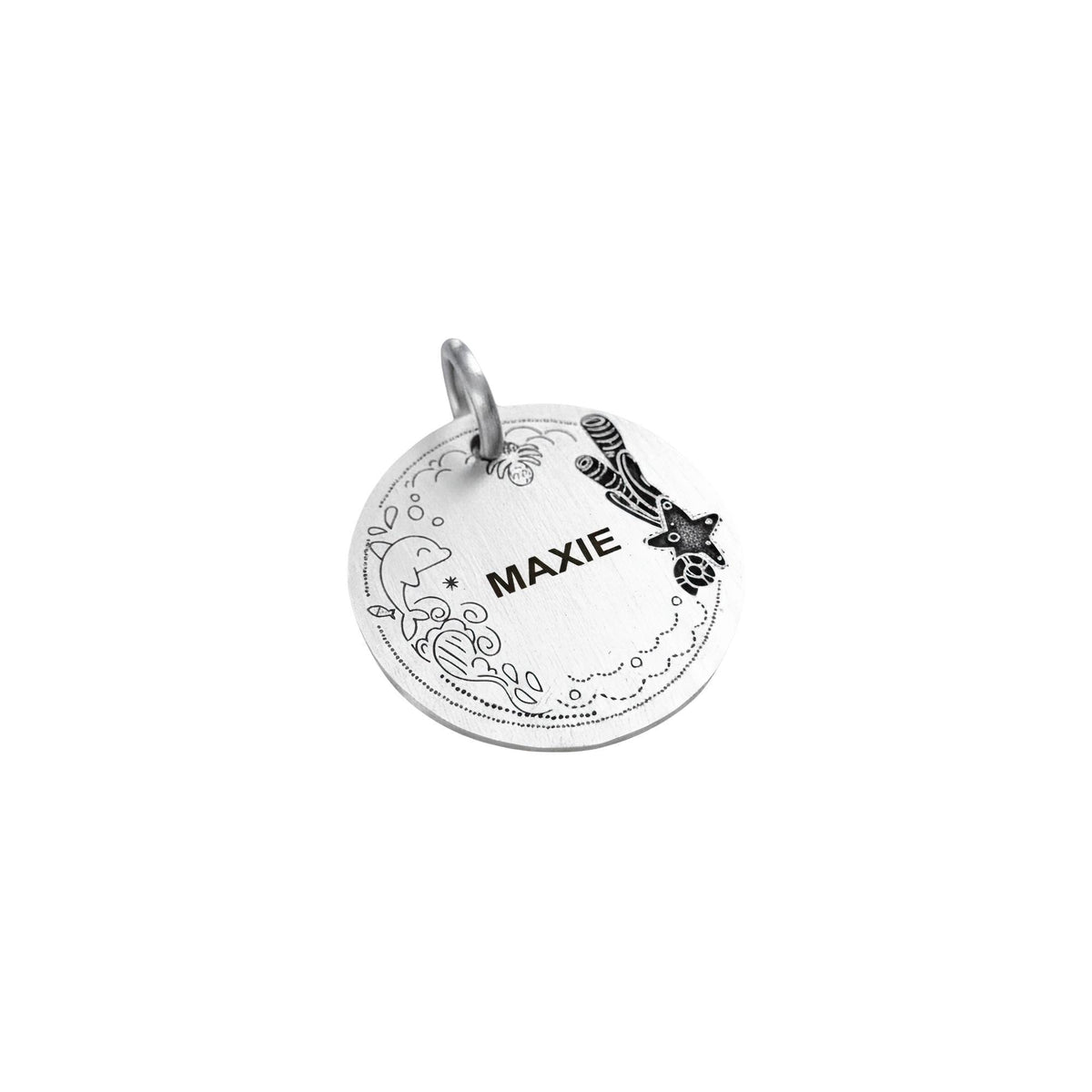 Ocean Lover Dog Tag | Personalized Sterling Silver Starfish Pet ID Tag | Beach Dog Charm, styled view