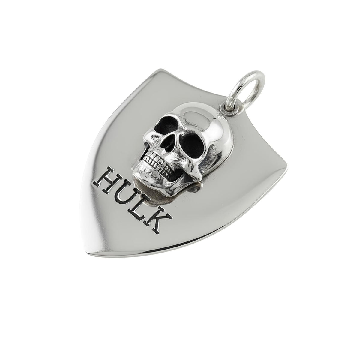 Skull Dog Tag ID Medallion | Rebel Companion Pet Charm, styled view