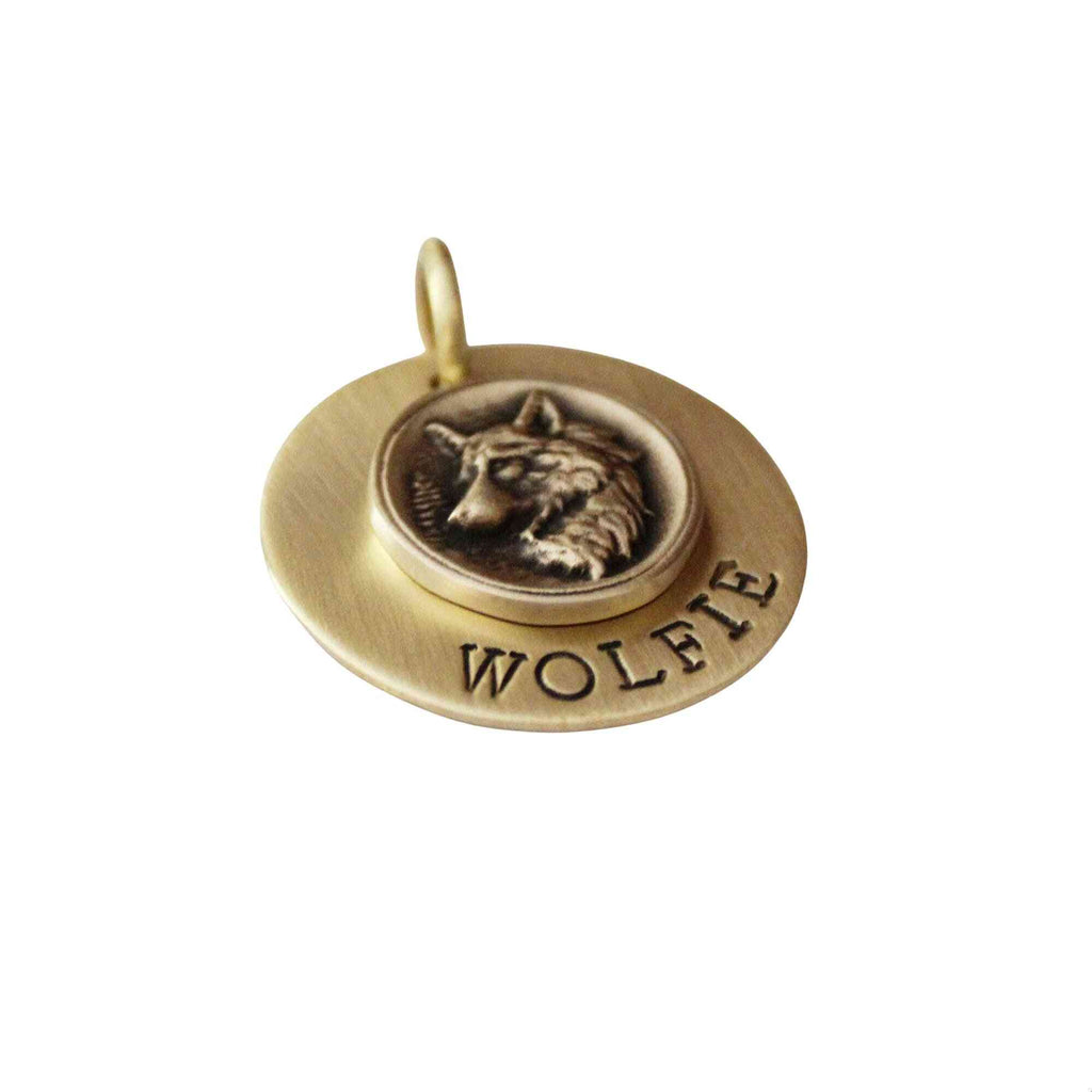 The Wilderness Sigil | Artisan Forest Wolf Pet ID & Custom Engraved Dog Tag, alternate angle