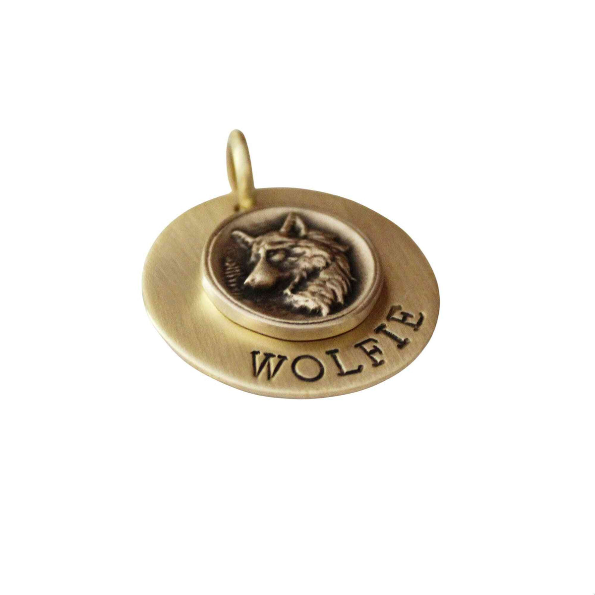 The Wilderness Sigil | Artisan Forest Wolf Pet ID & Custom Engraved Dog Tag, alternate angle