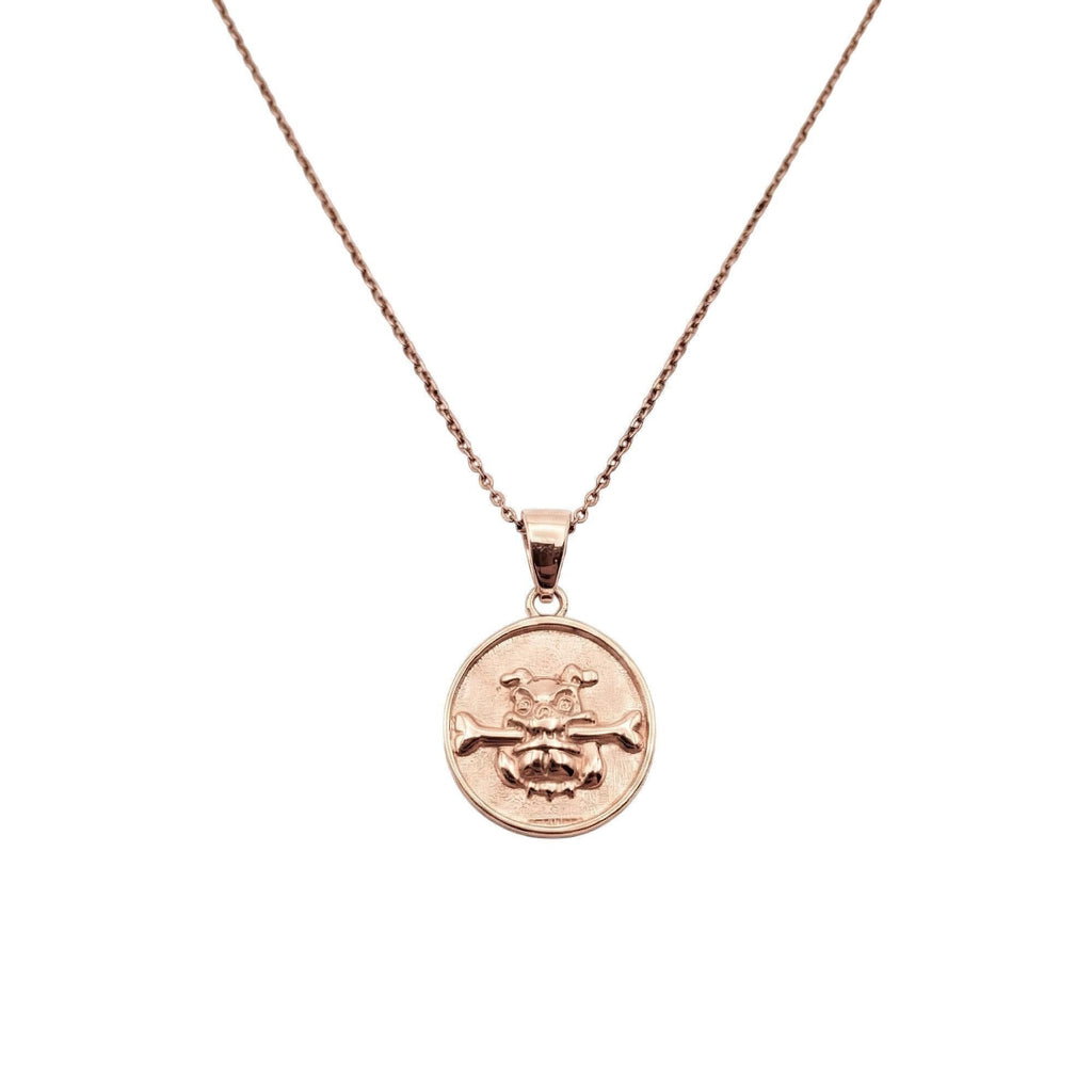 Boxer Dog Necklace flat lay, oxidized sterling silver