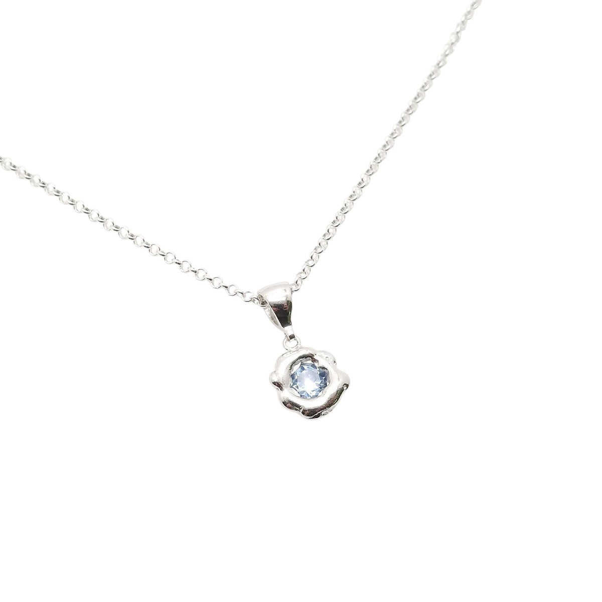 Celestial Pendant | Light Blue CZ Talisman, in White Gold Plated finish