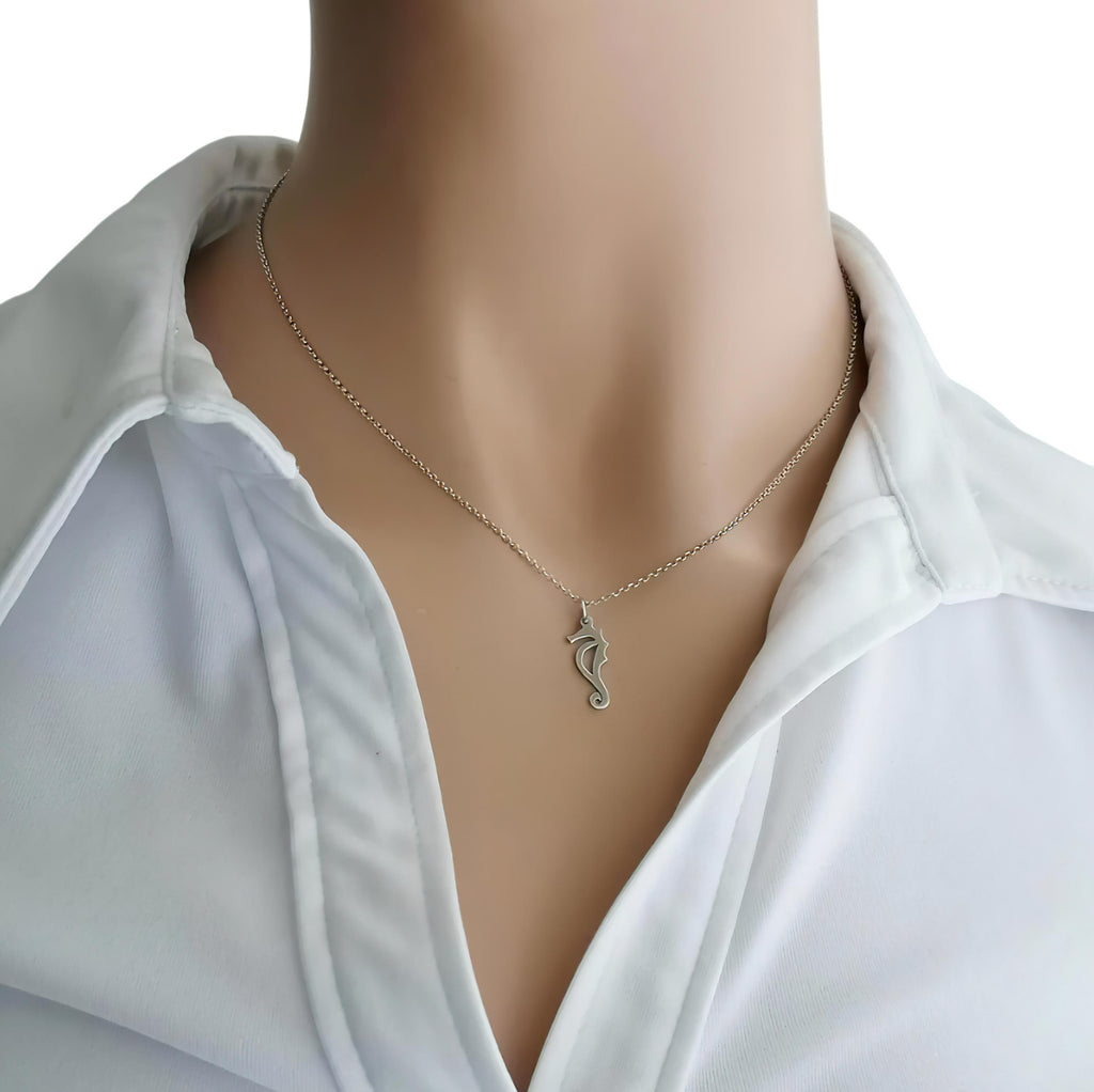 Minimalist Seahorse Necklace | Ocean Fortune Talisman, front view