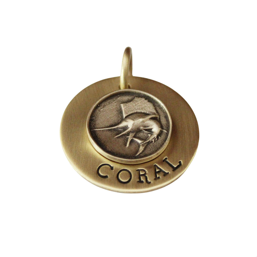The Marlin Token | Artisan Swordfish Pet ID & Custom Engraved Dog Tag, close-up detail