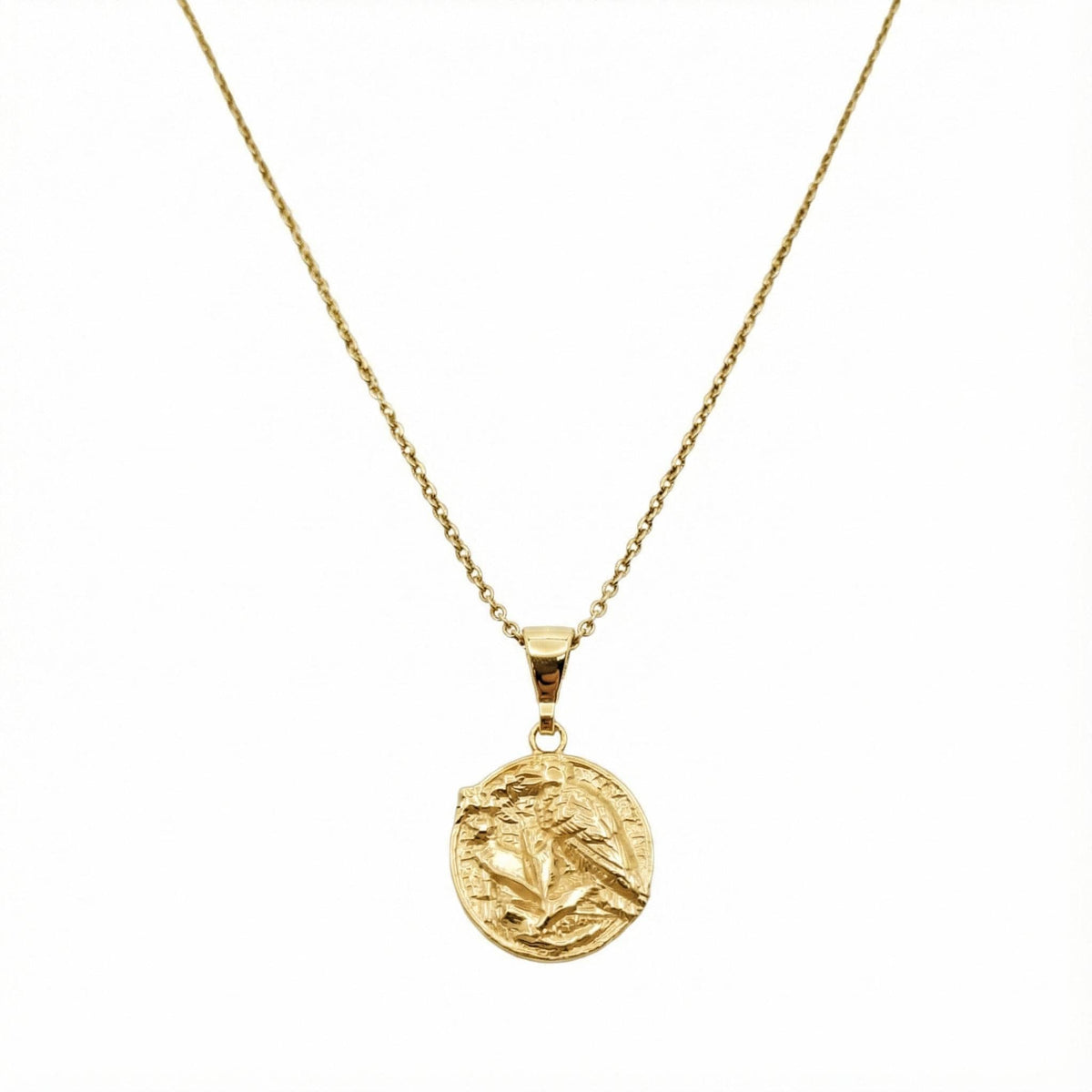 Raven Medallion Necklace | Mystical Wisdom Talisman, in Yellow Gold Plated finish