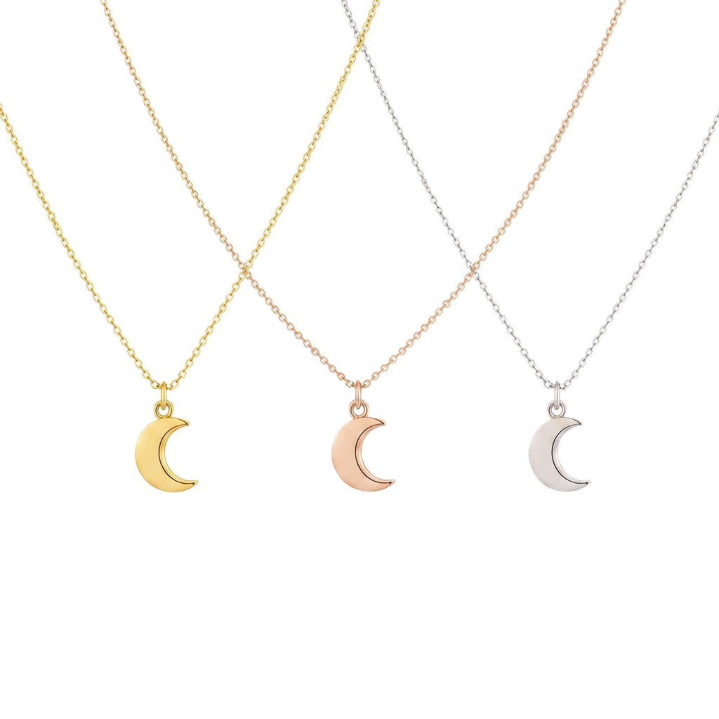 Crescent Moon Necklace | Dainty Solid Gold Celestial Charm | New Beginnings Pendant, additional detail