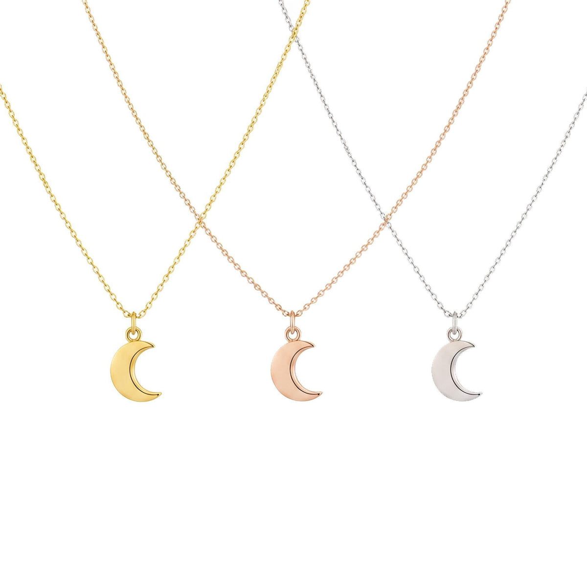 Crescent Moon Necklace | Dainty Solid Gold Celestial Charm | New Beginnings Pendant, additional detail