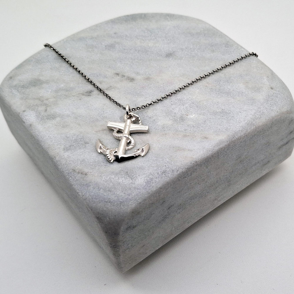 Anchor of Hope Necklace | Sterling Silver Nautical Stability Charm | Strength & Safe Harbor Pendant, alternate angle