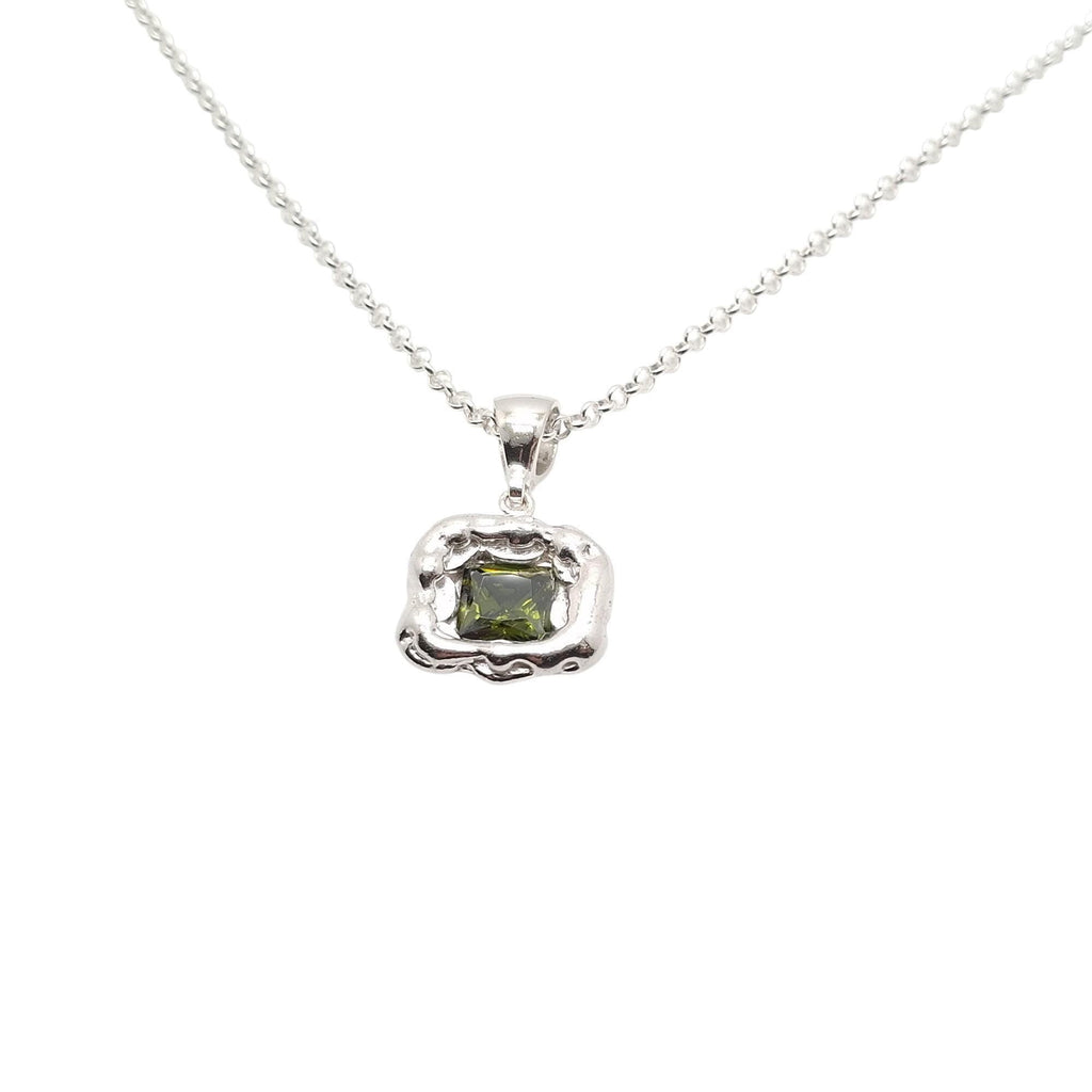Olive Green CZ Pendant | Forest Earth Talisman, additional detail