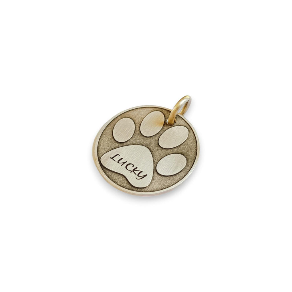 The Imprint Token | Artisan Paw Print Pet ID & Custom Engraved Dog Tag, alternate angle