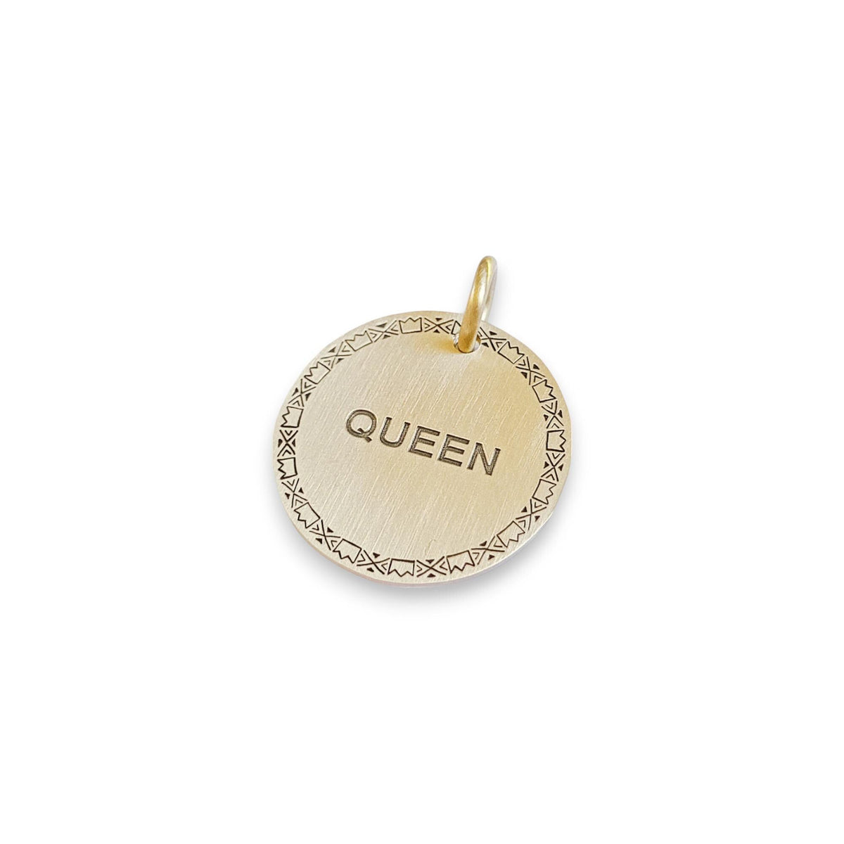The Whimsical Queen Token | Artisan Boho Crown Pet ID & Custom Engraved Dog Tag, close-up detail