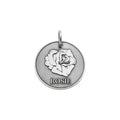Rose Dog Tag | Personalized Sterling Silver Floral Pet ID Tag | Engraved Flower Dog Charm, front view